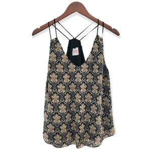 Rbl Tank Top European Pattern Navy Tan measured XS
